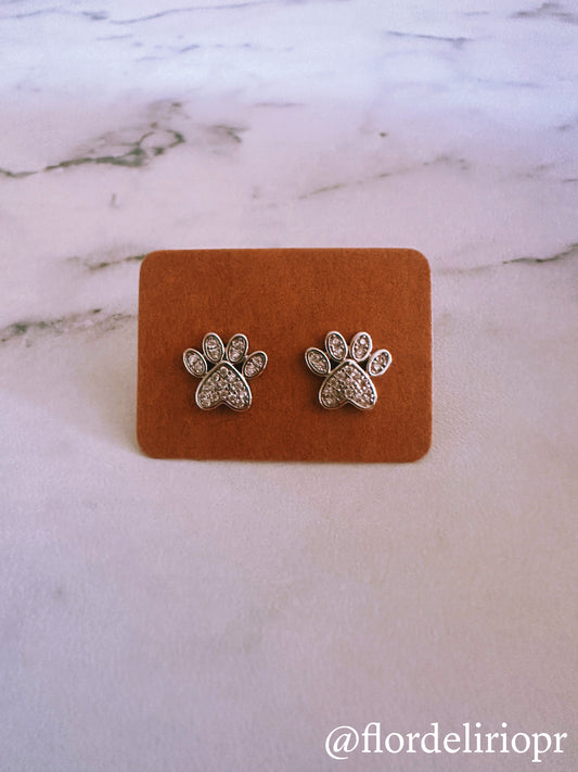 Heart paw zircon earrings