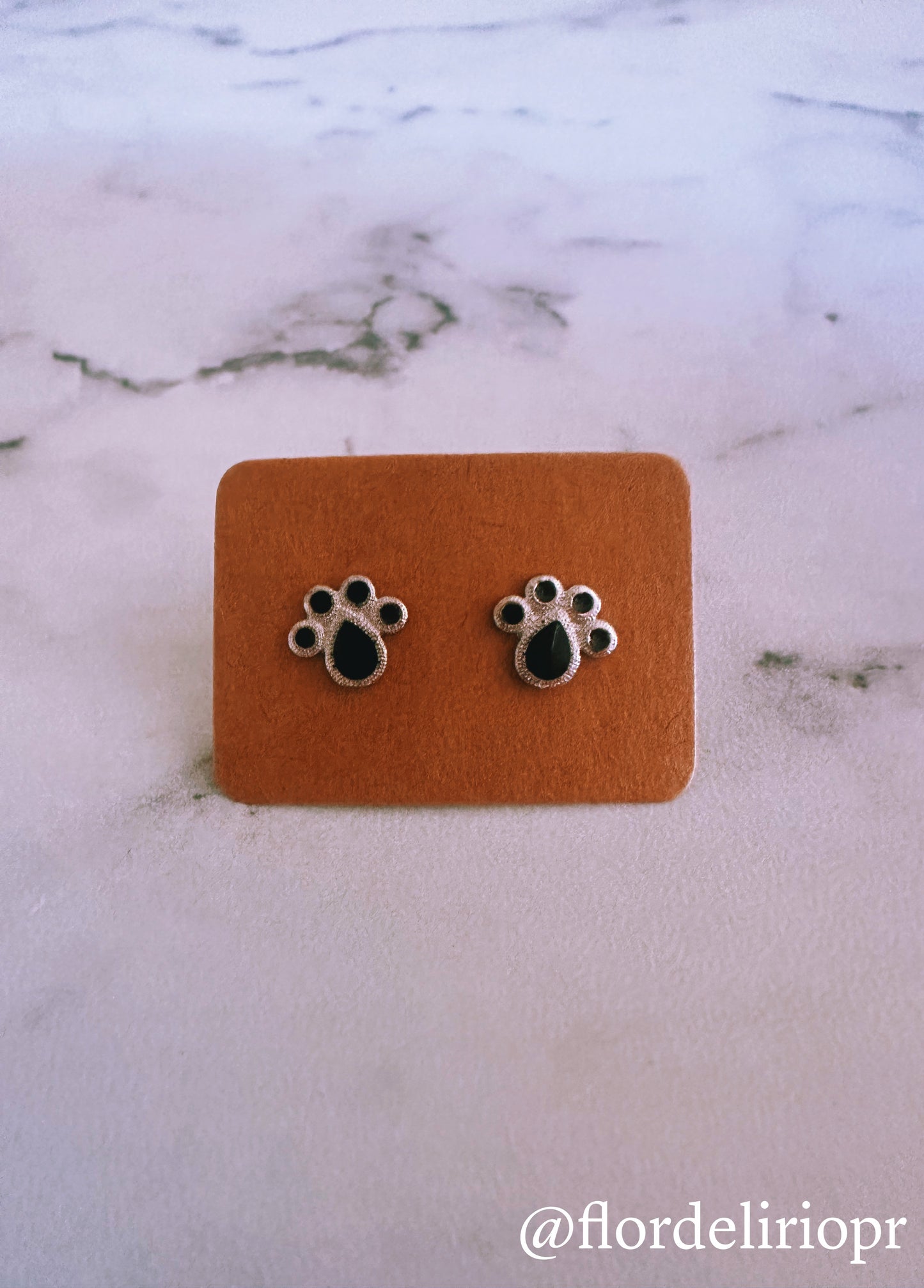 Mini black paw earrings