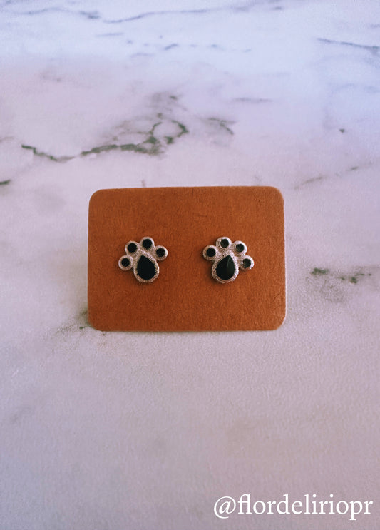 Mini black paw earrings