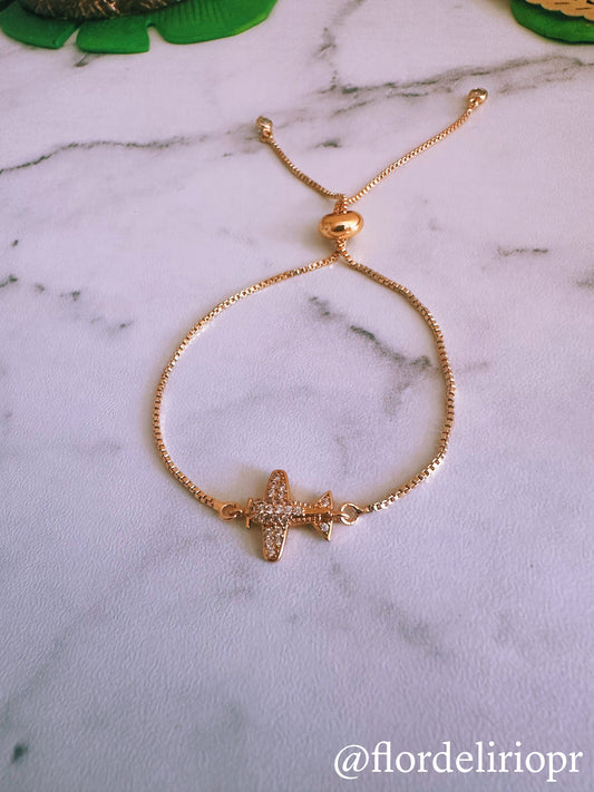 Zircon airplane gold bracelet