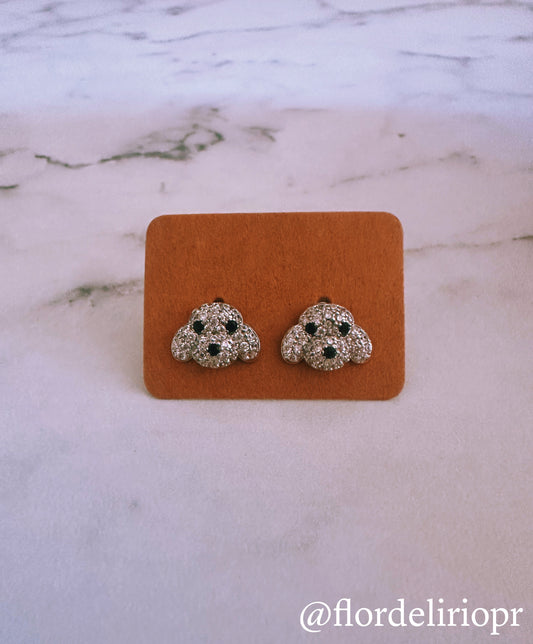 Shiny zircons puppy earrings