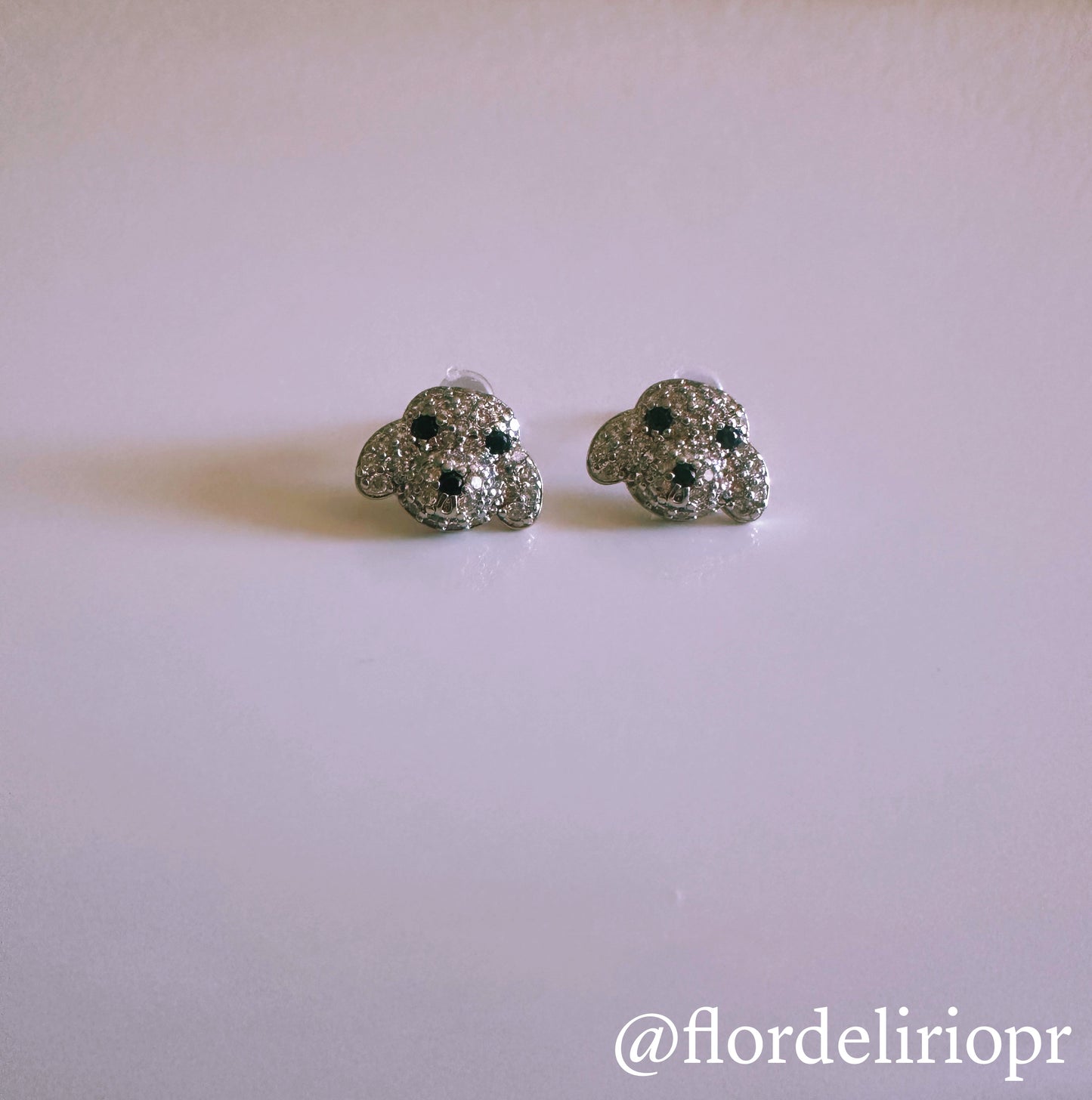 Shiny zircons puppy earrings