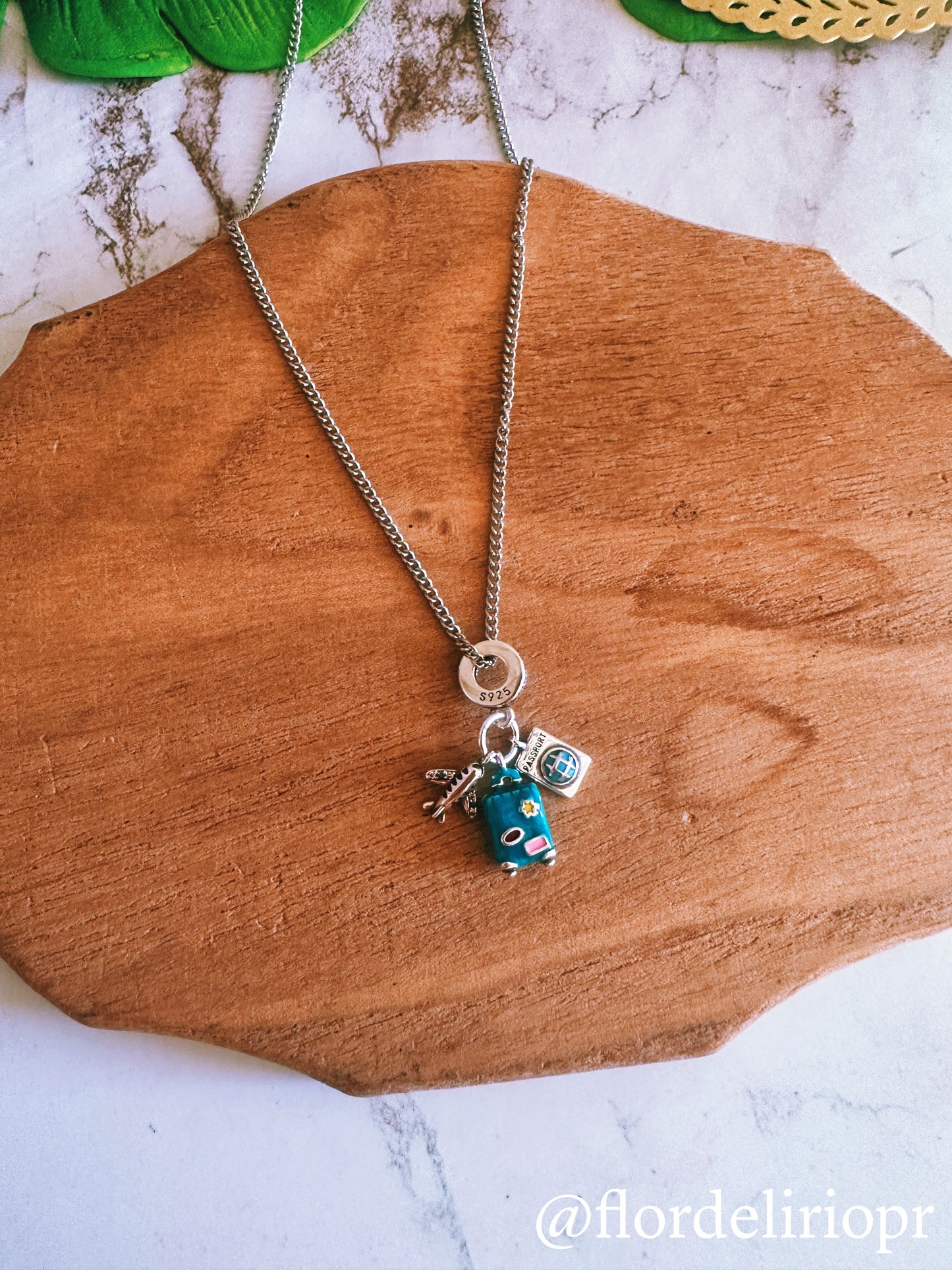 Turquoise baggage travel lover necklace