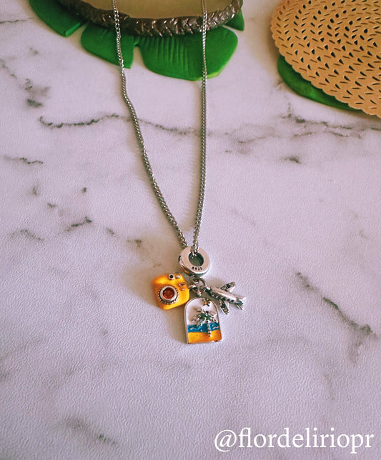 Yellow baggage travel lover necklace