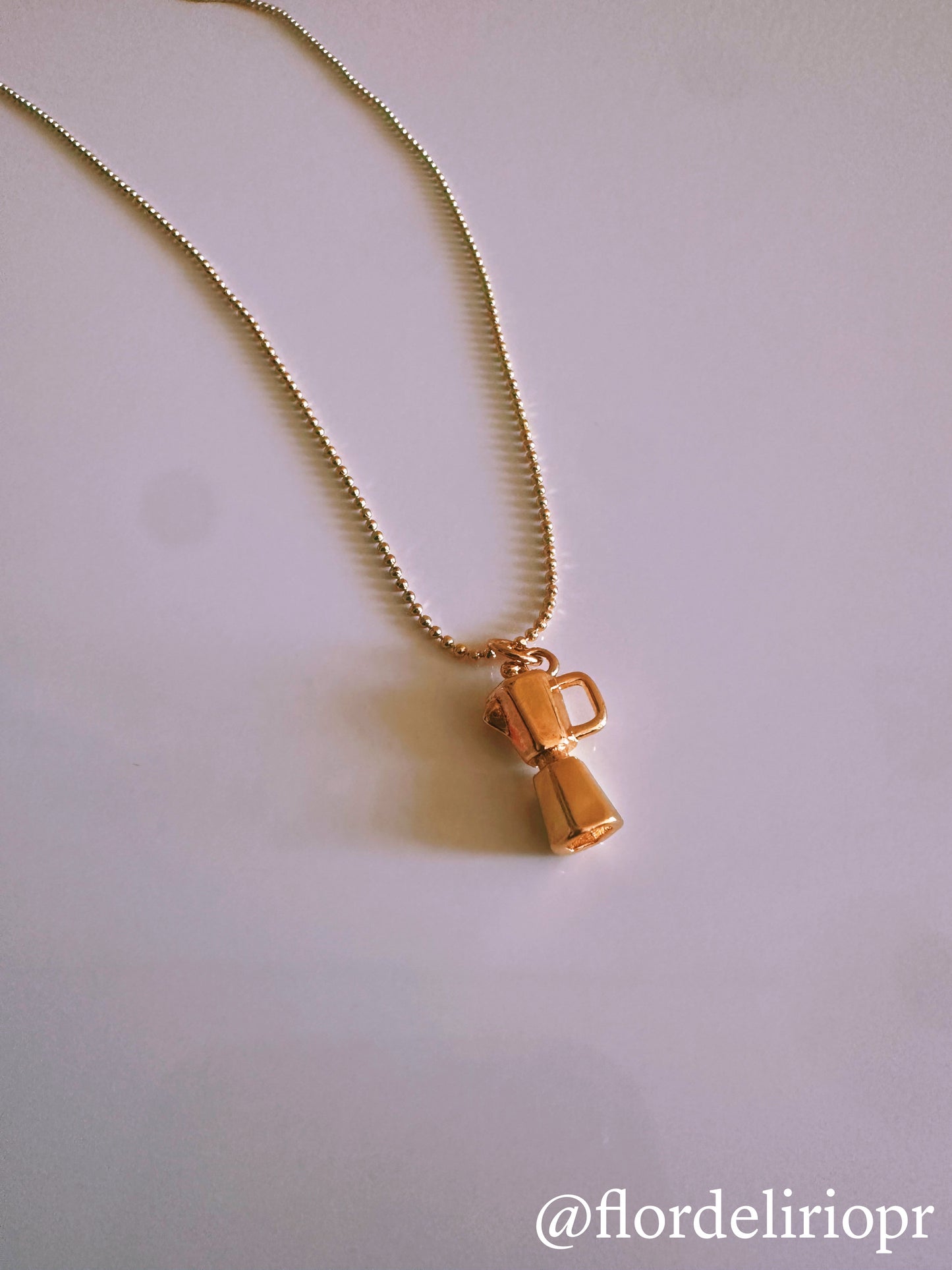 Gold greca coffee maker necklace