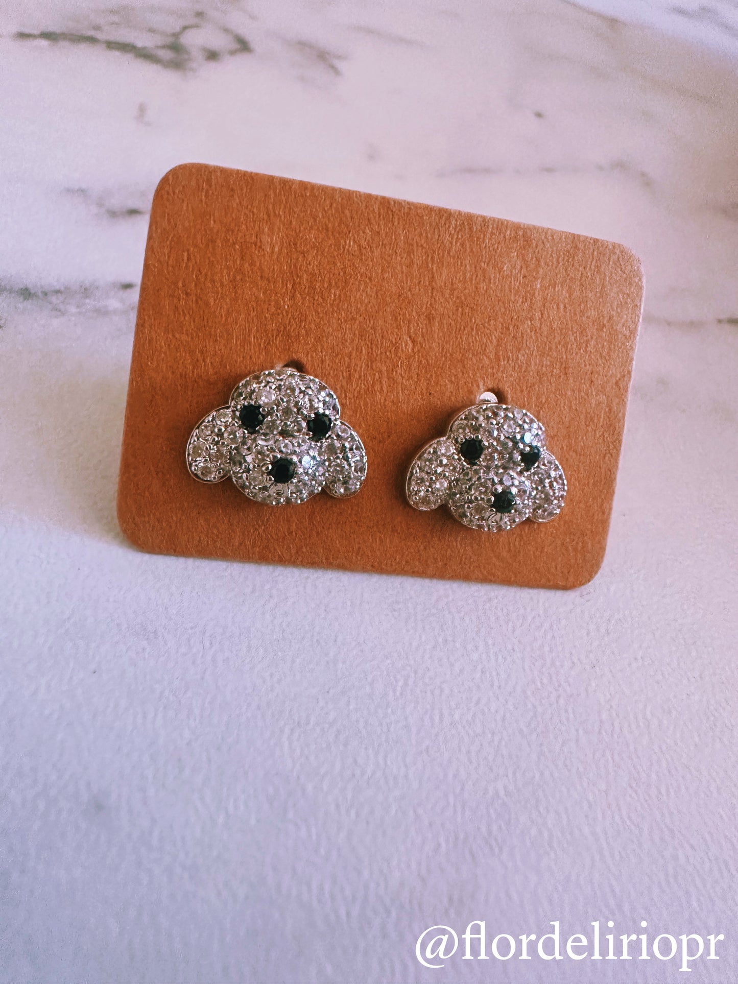 Shiny zircons puppy earrings