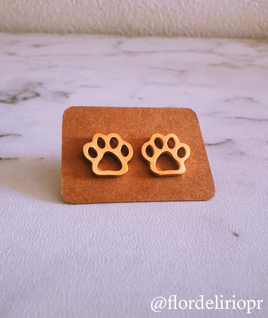 Stainless steel paw print earrings