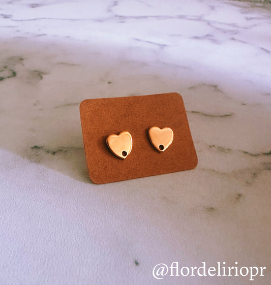 Gold heart stud earrings