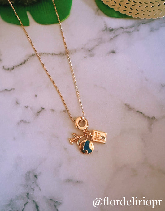 Blue world travel lover necklace