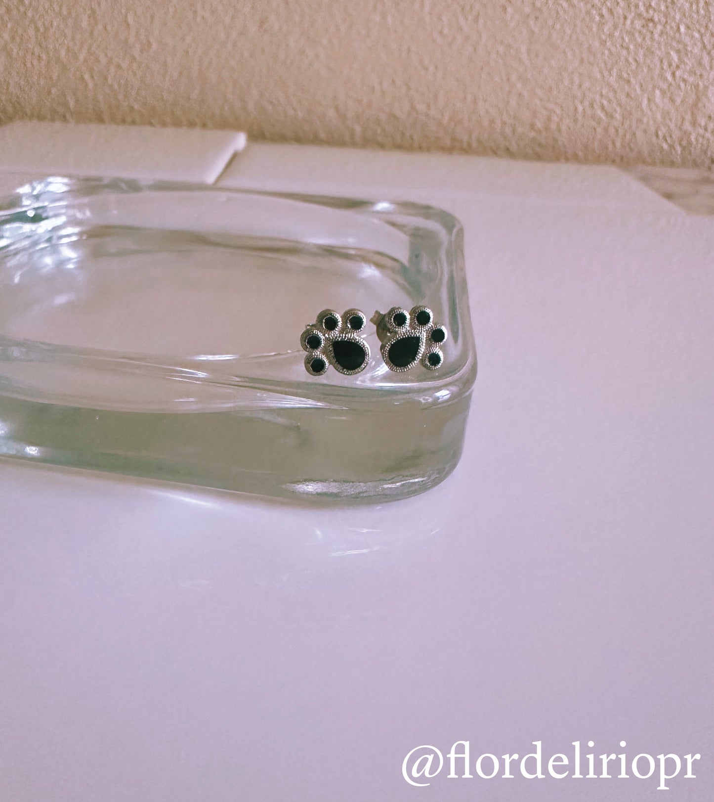 Mini black paw earrings