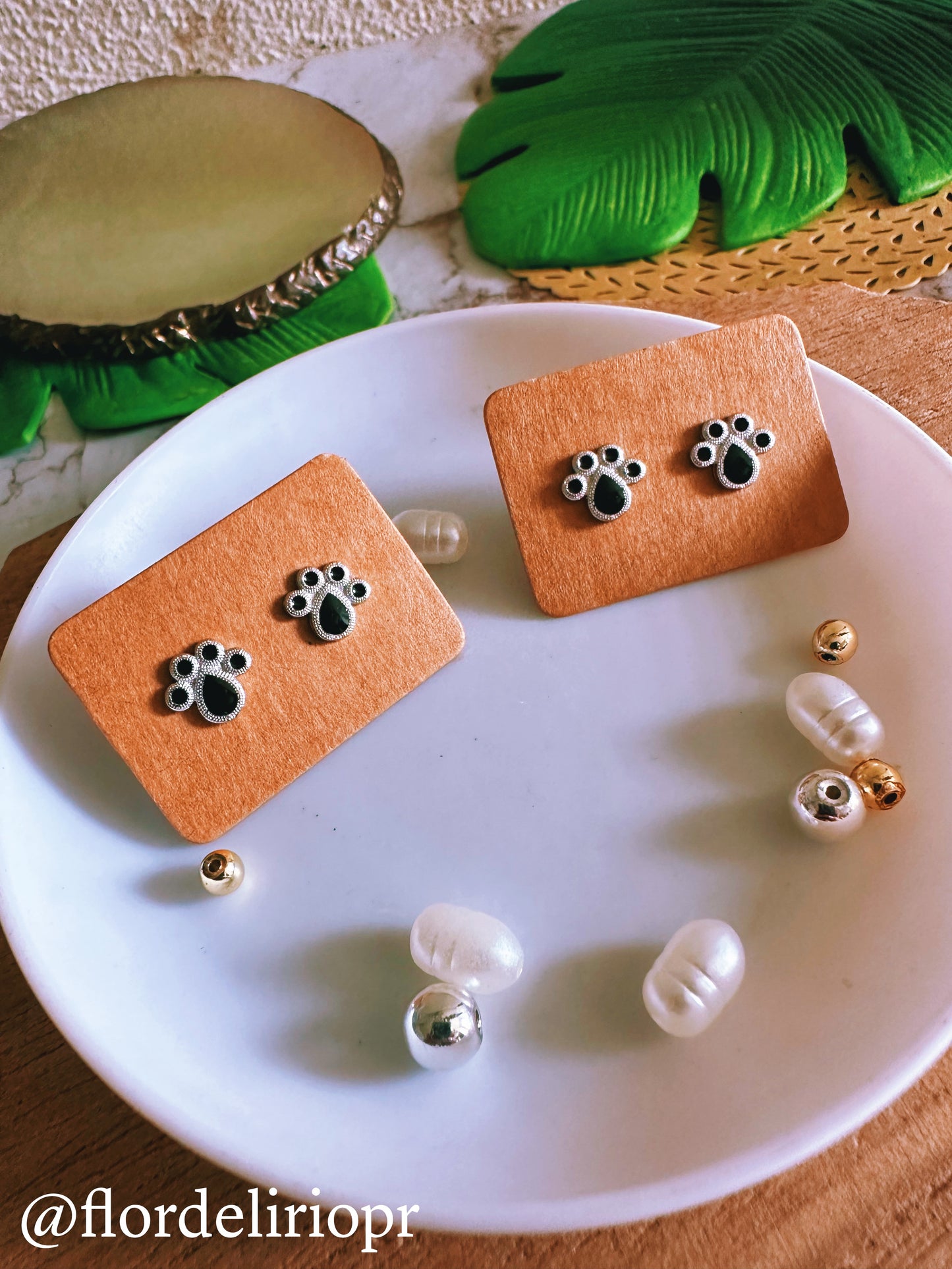 Mini black paw earrings