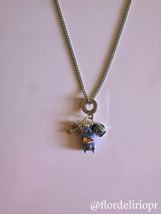 Purple baggage travel lover necklace