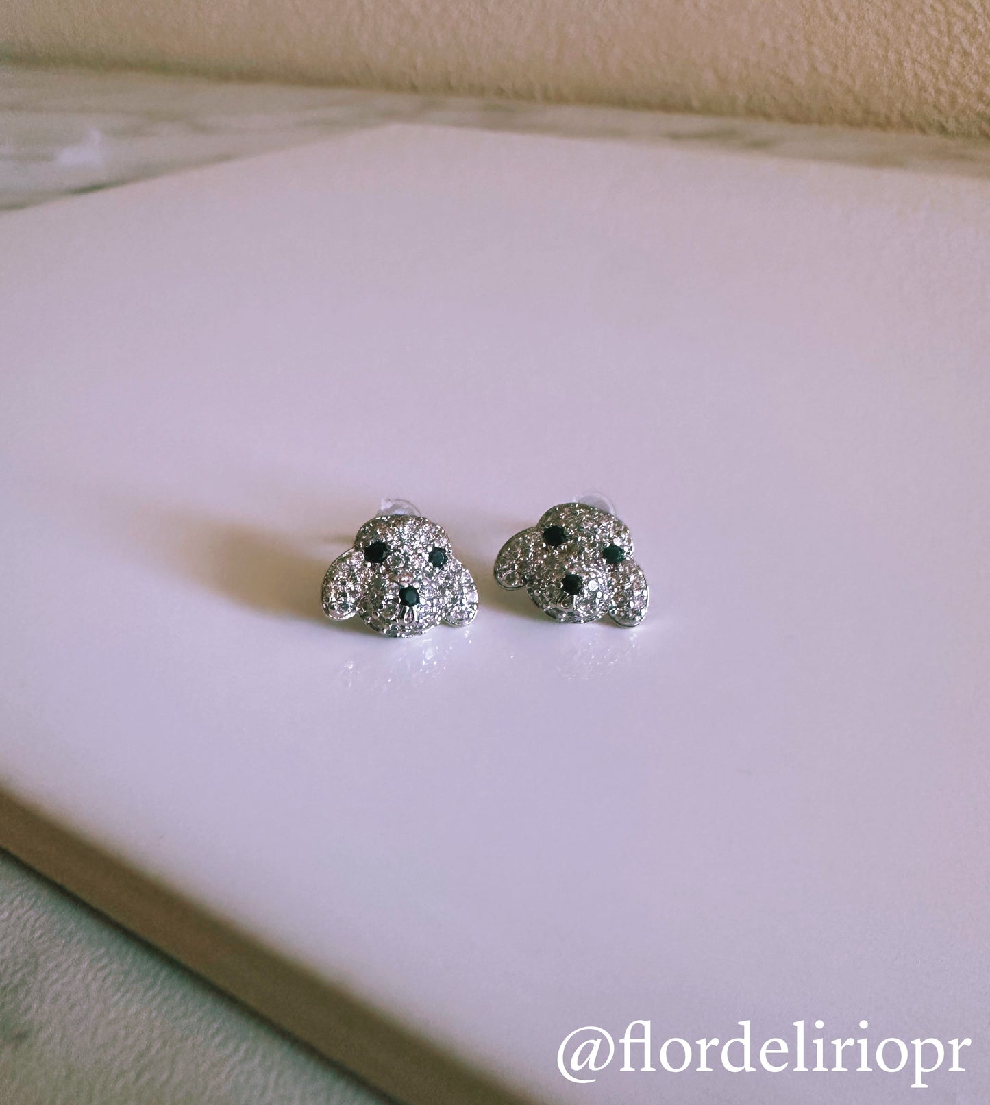 Shiny zircons puppy earrings