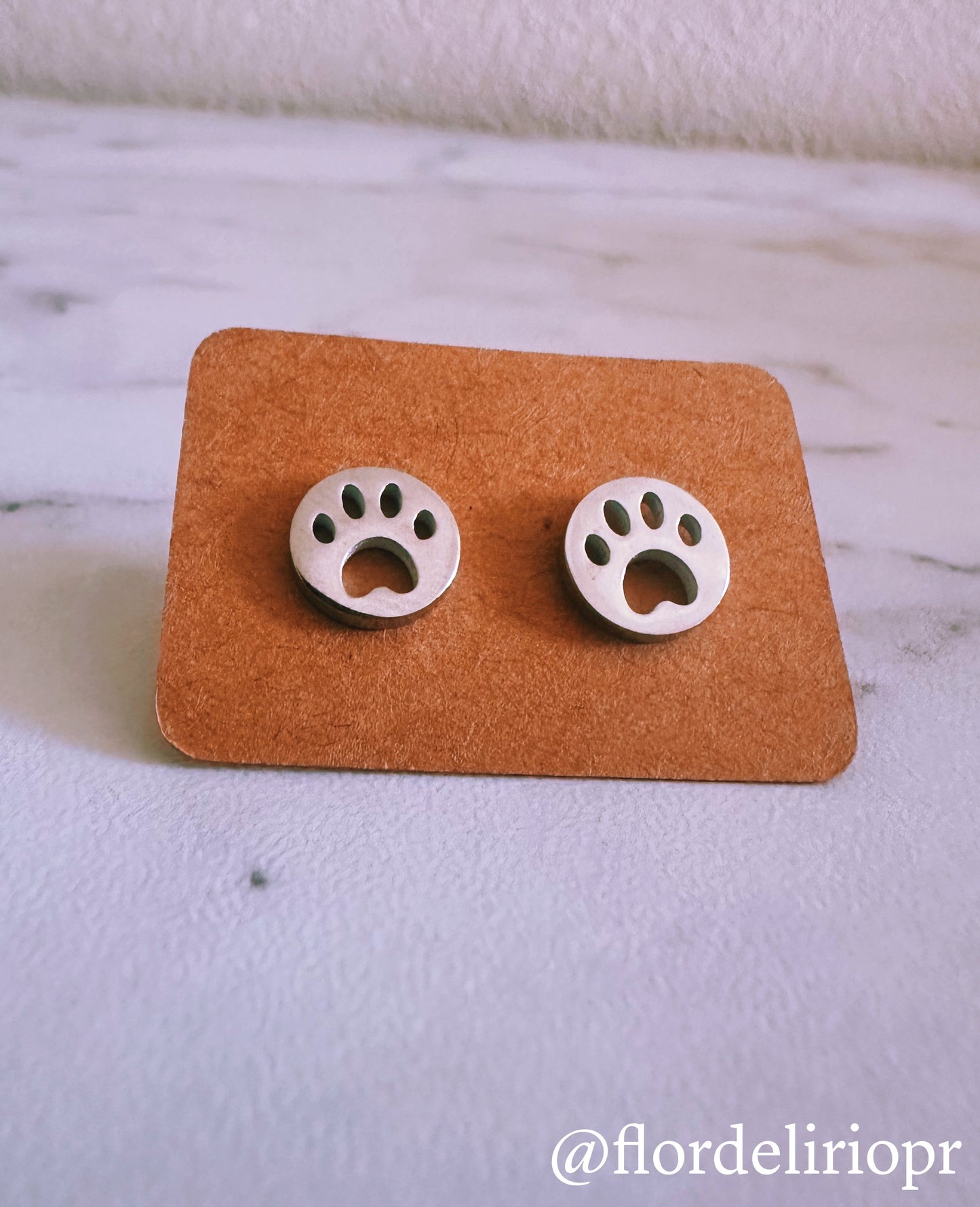 Paw print circle earrings