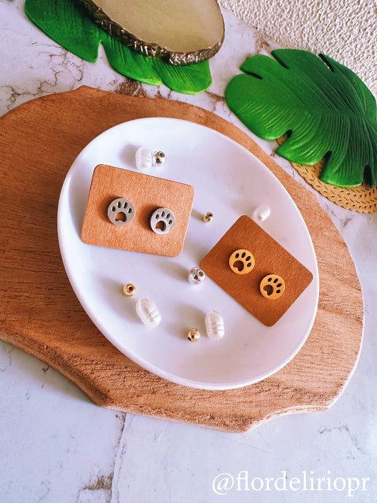 Paw print circle earrings